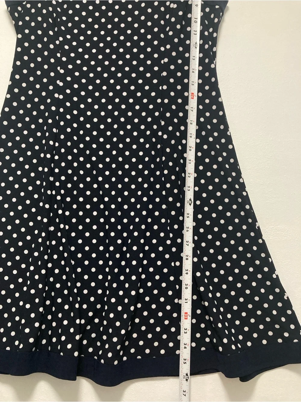 Lauren Ralph Lauren Navy Blue &White Polka Dot Sleeveles Midi Dress Size 12